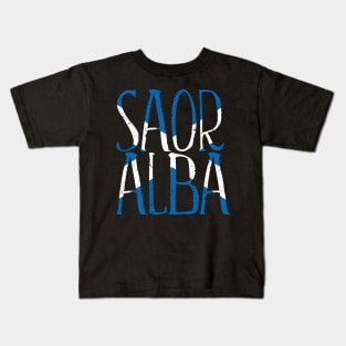 SAOR ALBA, Scottish Independence Saltire Flag Text Slogan Kids T-Shirt